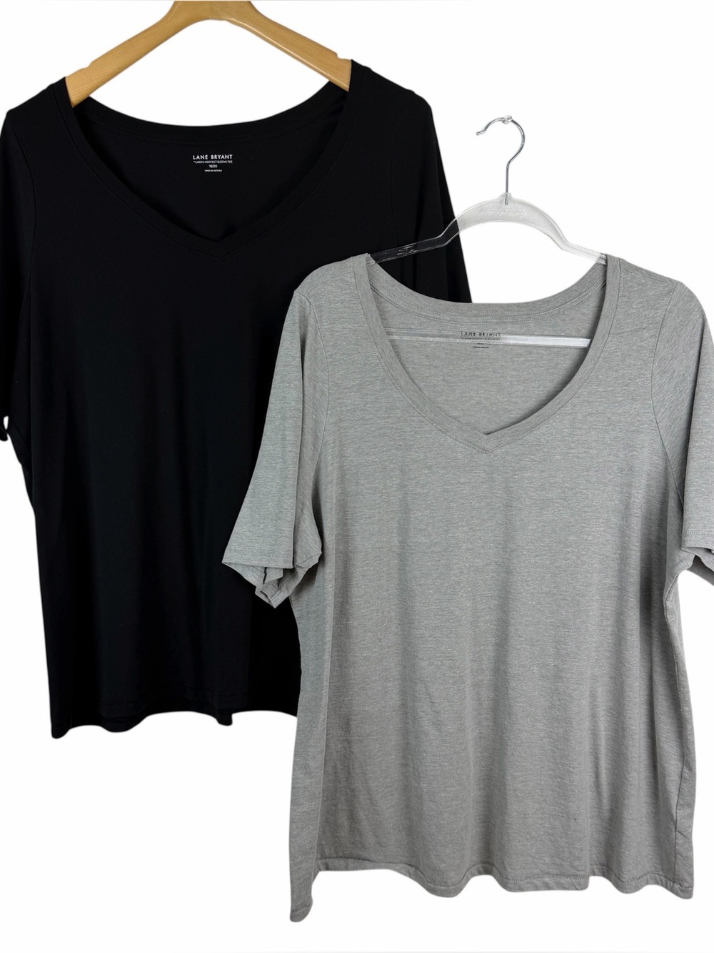 Lane Bryant Classic Perfect Sleeve Tee Shirts Black Gray Bundle of 2 Size 18/20
